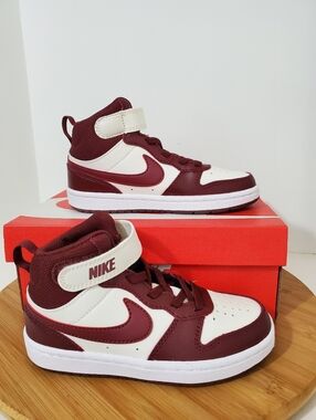 Nike Court Borough Mid 2 PSV Kids Sneakers Size 11 White Dark Red NIB